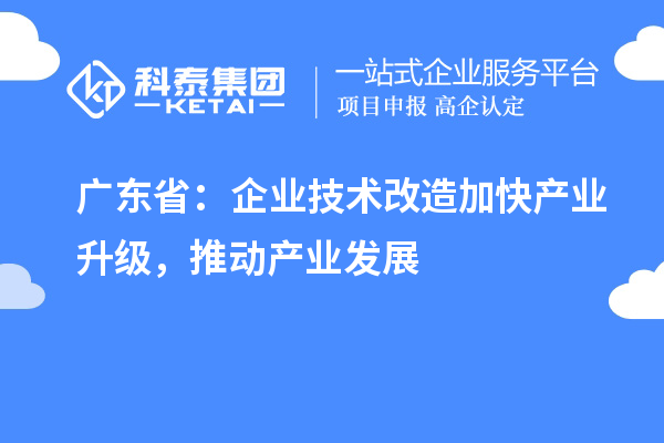 广东省：企业技术改造加快产业升级，推动产业发展