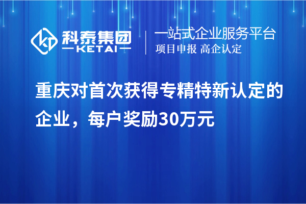 重庆对首次获得专精特新认定的企业，每户奖励30万元