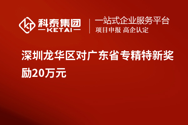 深圳龙华区对广东省专精特新奖励20万元