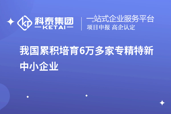 我国累积培育6万多家专精特新中小企业