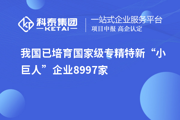 我国已培育国家级专精特新“小巨人”企业8997家