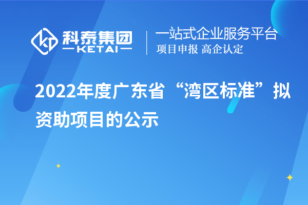 2022年度广东省“湾区标准”拟资助项目的公示