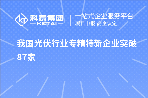 我国光伏行业专精特新企业突破87家