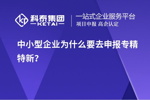 中小型企业为什么要去申报专精特新？