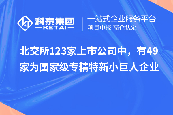 北交所123家上市公司中，有49家为国家级专精特新小巨人企业