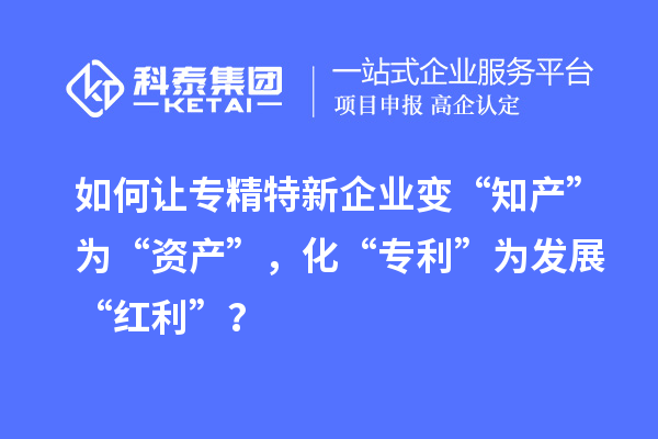 如何让专精特新企业变“知产”为“资产”，化“专利”为发展“红利”？