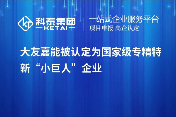 大友嘉能被认定为国家级专精特新“小巨人”企业