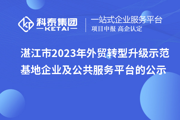 湛江市2023年外贸转型升级示范基地企业及公共服务平台的公示