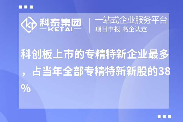 科创板上市的专精特新企业最多，占当年全部专精特新新股的38%