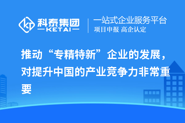 推动“专精特新”企业的发展，对提升中国的产业竞争力非常重要