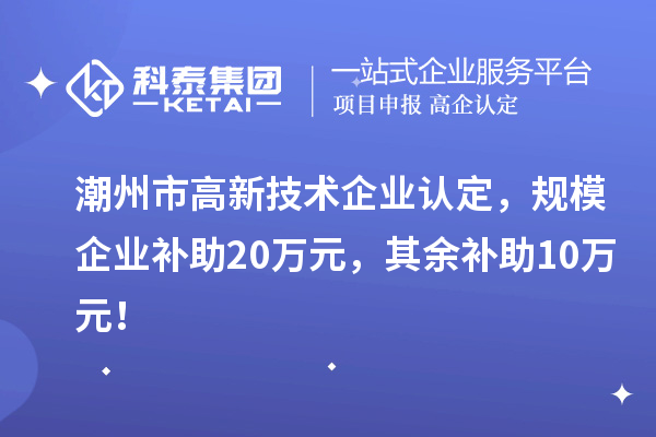 潮州市
，规模企业补助20万元，其余补助10万元！