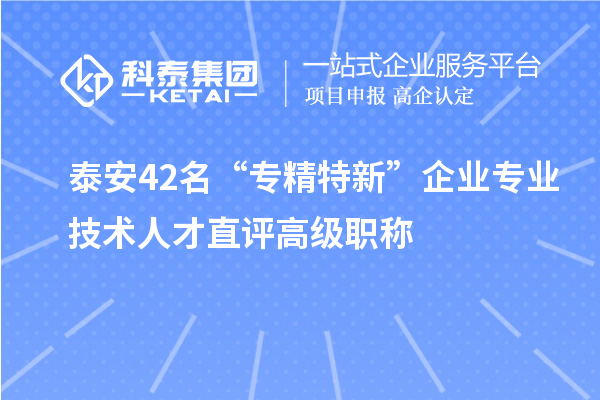 泰安42名“专精特新”企业专业技术人才直评高级职称