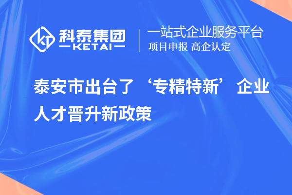 泰安市出台了‘专精特新’企业人才晋升新政策