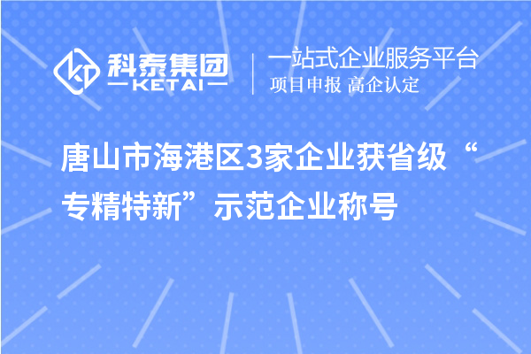 唐山市海港区3家企业获省级“专精特新”示范企业称号