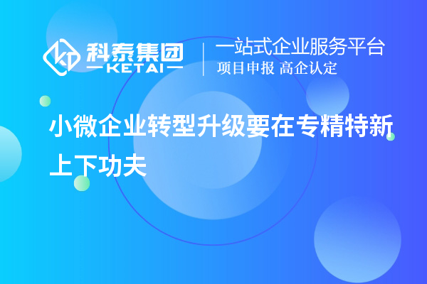 小微企业转型升级要在专精特新上下功夫