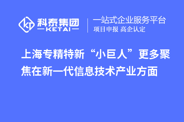 上海专精特新“小巨人”更多聚焦在新一代信息技术产业方面