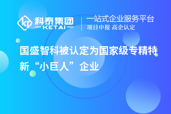 国盛智科被认定为国家级专精特新“小巨人”企业