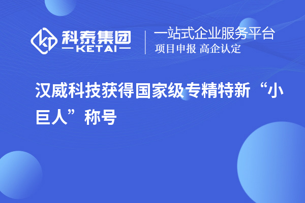 汉威科技获得国家级专精特新“小巨人”称号