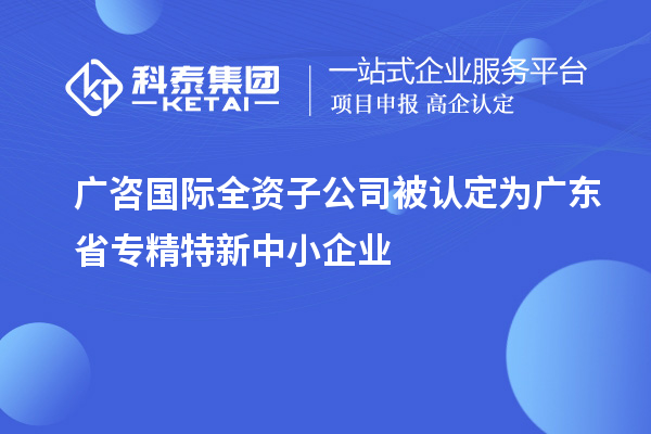 广咨国际全资子公司被认定为广东省专精特新中小企业