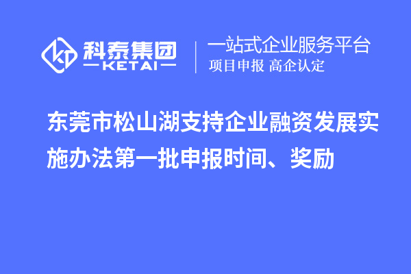 东莞市松山湖支持企业融资发展实施办法第一批申报时间、奖励