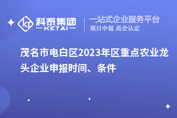 茂名市电白区2023年区重点农业龙头企业申报时间、条件