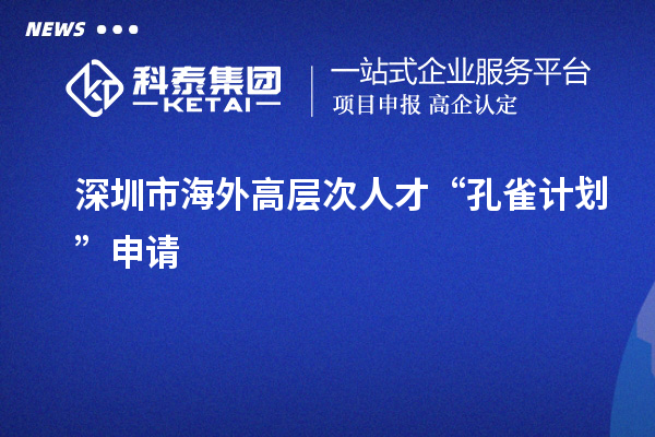 深圳市海外高层次人才“孔雀计划”申请