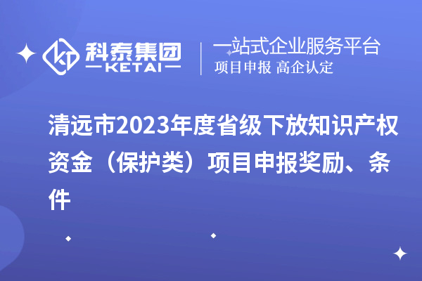 清远市2023年度省级下放知识产权资金（保护类）项目申报奖励、条件