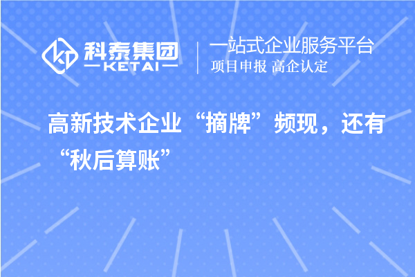 高新技术企业“摘牌”频现，还有“秋后算账”