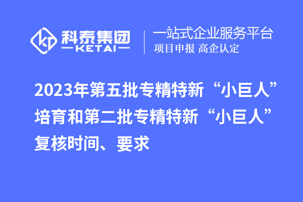 2023年第五批专精特新“小巨人”培育和第二批专精特新“小巨人”复核时间、要求