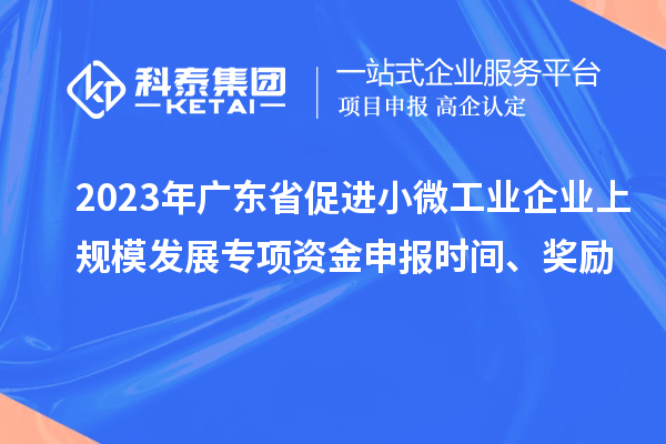 2023年广东省促进小微工业企业上规模发展专项资金申报时间、奖励