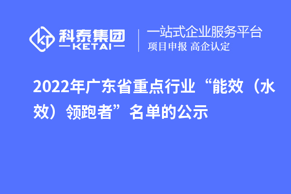 2022年广东省重点行业“能效（水效）领跑者”名单的公示