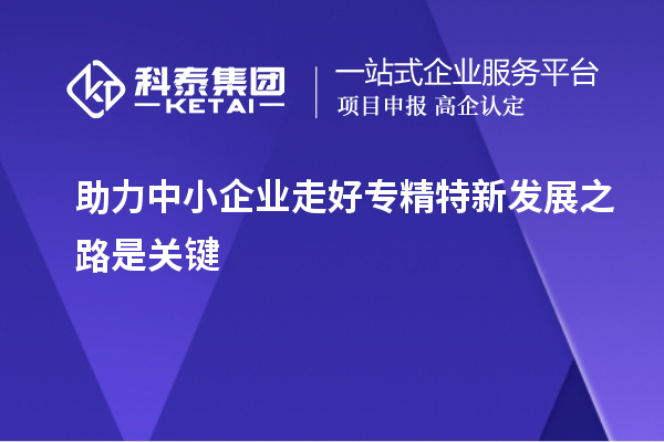 助力中小企业走好专精特新发展之路是关键