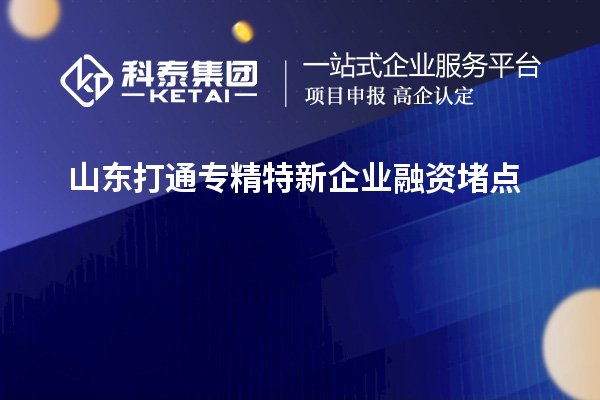 山东打通专精特新企业融资堵点