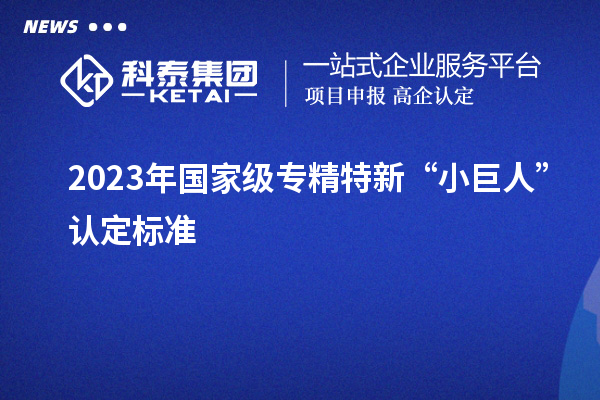 2023年国家级专精特新“小巨人”认定标准