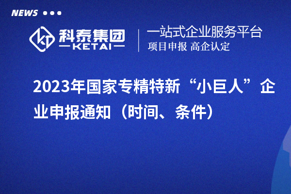 2023年国家专精特新“小巨人”企业申报通知（时间、条件）