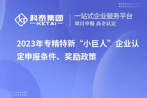 2023年专精特新“小巨人”企业认定申报条件、奖励政策