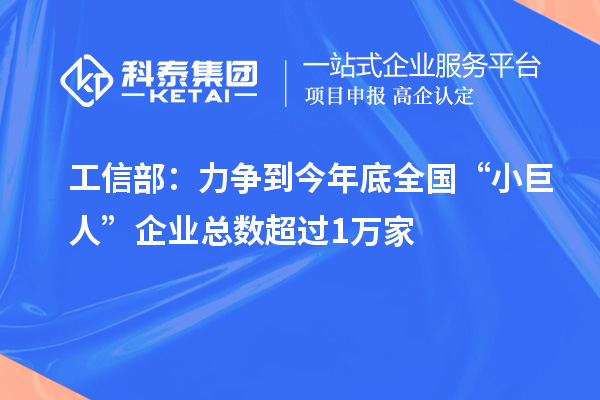 工信部：力争到今年底全国“小巨人”企业总数超过1万家