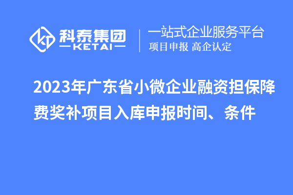 2023年广东省小微企业融资担保降费奖补项目入库申报时间、条件