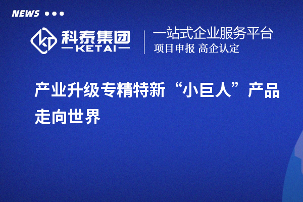 产业升级 专精特新“小巨人”产品走向世界