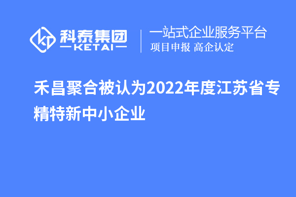 禾昌聚合被认为2022年度江苏省专精特新中小企业