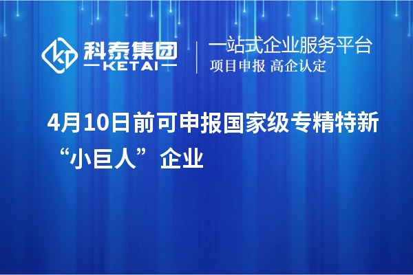 4月10日前可申报国家级专精特新“小巨人”企业