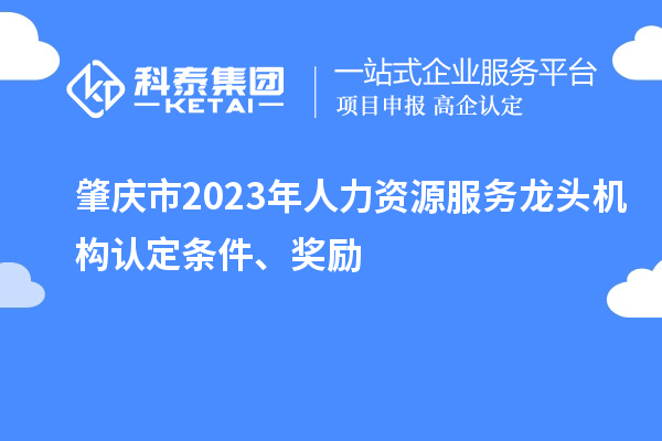 肇庆市2023年人力资源服务龙头机构认定条件、奖励