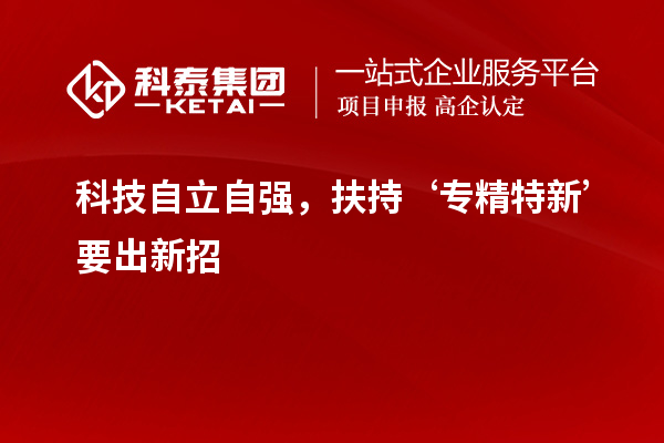 科技自立自强，扶持‘专精特新’要出新招