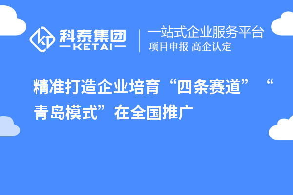 精准打造企业培育“四条赛道” “青岛模式”在全国推广