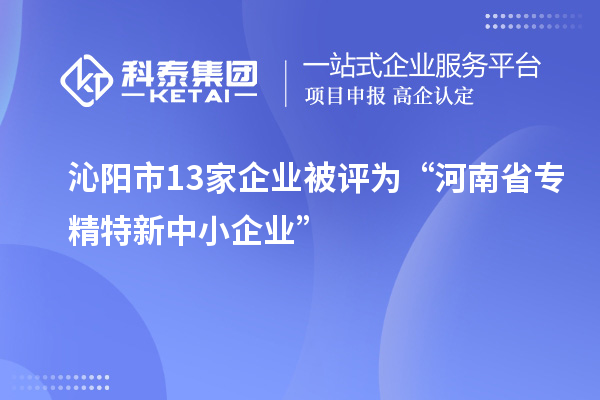 沁阳市13家企业被评为“河南省专精特新中小企业”