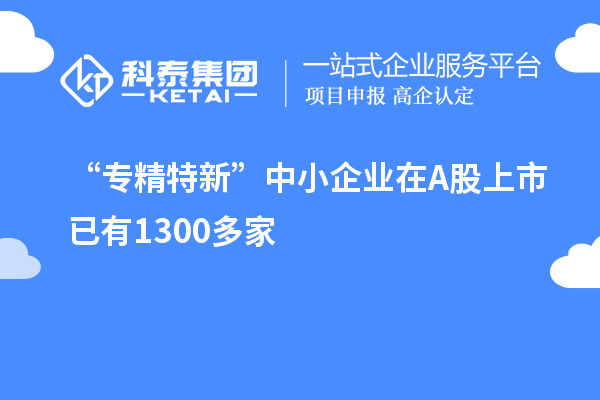 “专精特新”中小企业在A股上市已有1300多家