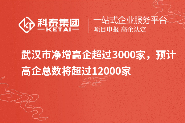 武汉市净增高企超过3000家，预计高企总数将超过12000家