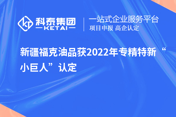 新疆福克油品获2022年专精特新“小巨人”认定