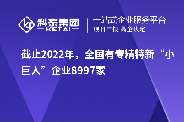 截止2022年，全国有专精特新“小巨人”企业8997家