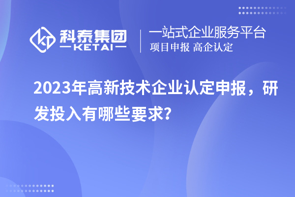 2023年
申报，研发投入有哪些要求？